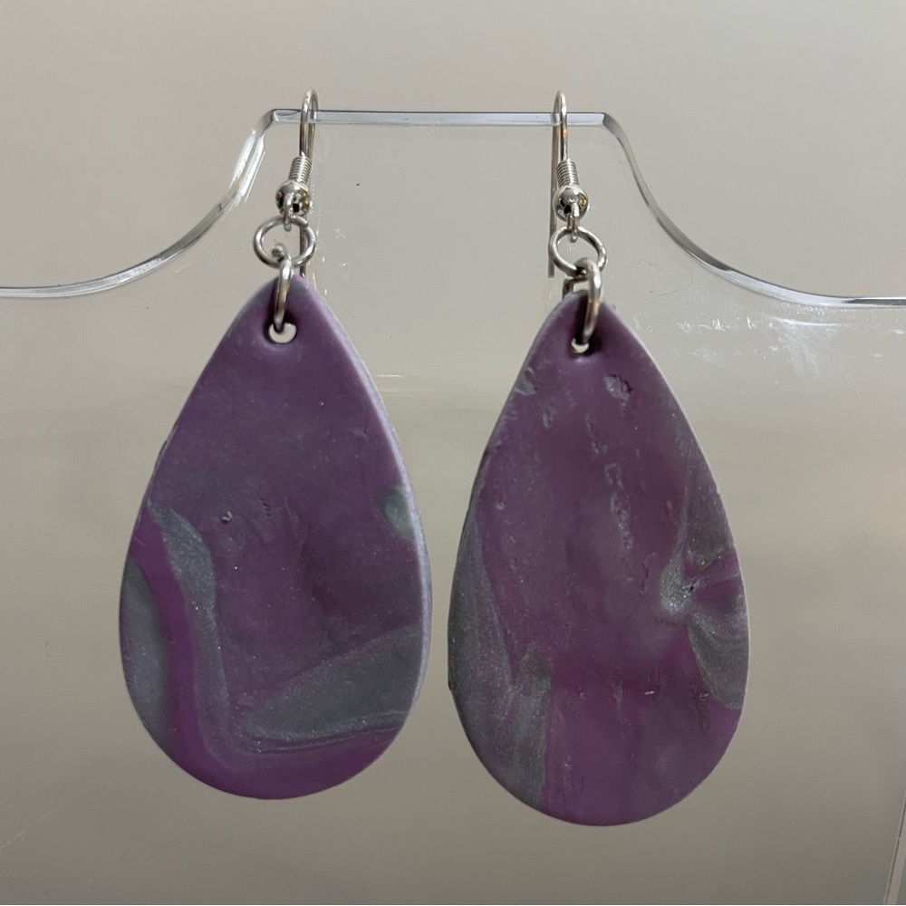handmade clay teardrop earrings